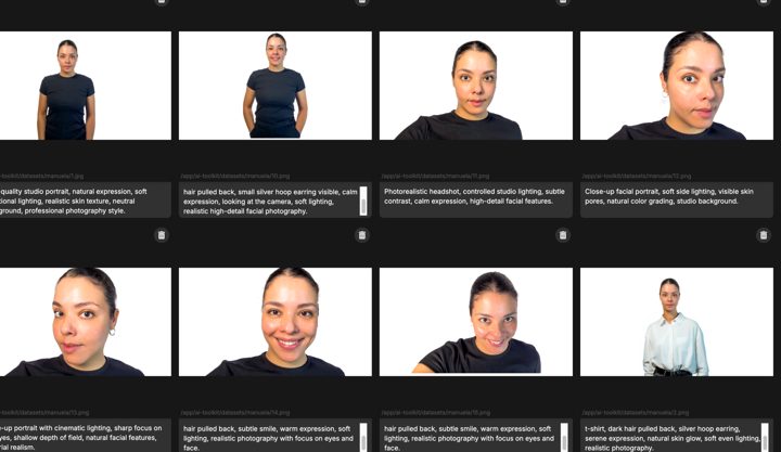 Training dataset: captioned photos of Manuela