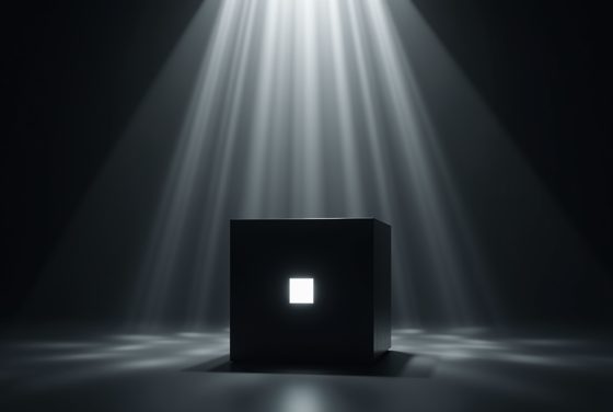 Generated composition: a black box under a beam of light
